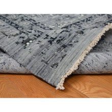 Load image into Gallery viewer, 12&#39;1&quot;x17&#39;7&quot; Nickel Gray, Broken And Erased Persian Design, Silk With Textured Wool, Hand Knotted, Oversized Oriental Rug FWR468048