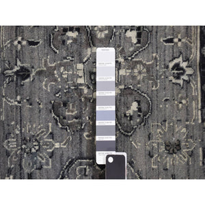 12'1"x17'7" Nickel Gray, Broken And Erased Persian Design, Silk With Textured Wool, Hand Knotted, Oversized Oriental Rug FWR468048