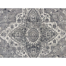 Load image into Gallery viewer, 12&#39;1&quot;x17&#39;7&quot; Nickel Gray, Broken And Erased Persian Design, Silk With Textured Wool, Hand Knotted, Oversized Oriental Rug FWR468048