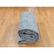 Load image into Gallery viewer, 12&#39;1&quot;x17&#39;7&quot; Nickel Gray, Broken And Erased Persian Design, Silk With Textured Wool, Hand Knotted, Oversized Oriental Rug FWR468048
