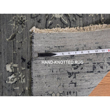 Load image into Gallery viewer, 12&#39;1&quot;x17&#39;7&quot; Nickel Gray, Broken And Erased Persian Design, Silk With Textured Wool, Hand Knotted, Oversized Oriental Rug FWR468048