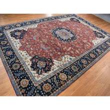 Load image into Gallery viewer, 12&#39;x17&#39;8&quot; Barn Red, Hand Knotted, Antiqued Heriz Re-creation, Pure Wool, Oversized Oriental Rug FWR468054