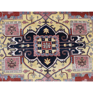 11'7"x14'10" Barn Red, Heriz Revival, Pure Wool, Hand Knotted, Oversized Oriental Rug FWR468060