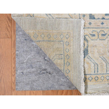 Load image into Gallery viewer, 13&#39;x17&#39;7&quot; Pale Ivory, White Wash Khotan With Repetitive Geometric Gul Design, Hand Knotted, Pure Wool, Extra Wide, Oversized, Oriental Rug FWR468072