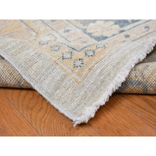 Load image into Gallery viewer, 13&#39;x17&#39;7&quot; Pale Ivory, White Wash Khotan With Repetitive Geometric Gul Design, Hand Knotted, Pure Wool, Extra Wide, Oversized, Oriental Rug FWR468072