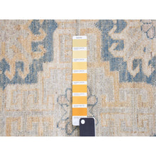 Load image into Gallery viewer, 13&#39;x17&#39;7&quot; Pale Ivory, White Wash Khotan With Repetitive Geometric Gul Design, Hand Knotted, Pure Wool, Extra Wide, Oversized, Oriental Rug FWR468072