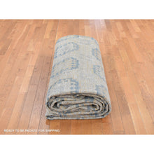 Load image into Gallery viewer, 13&#39;x17&#39;7&quot; Pale Ivory, White Wash Khotan With Repetitive Geometric Gul Design, Hand Knotted, Pure Wool, Extra Wide, Oversized, Oriental Rug FWR468072