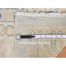 Load image into Gallery viewer, 13&#39;x17&#39;7&quot; Pale Ivory, White Wash Khotan With Repetitive Geometric Gul Design, Hand Knotted, Pure Wool, Extra Wide, Oversized, Oriental Rug FWR468072
