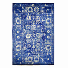 Load image into Gallery viewer, 12&#39;2&quot;x18&#39;3&quot; Admiral Blue, Hand Knotted, Tabriz with All Over Leaf Design, Wool and Silk, Tone on Tone, Oriental, Oversized Rug FWR468084