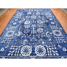 Load image into Gallery viewer, 12&#39;2&quot;x18&#39;3&quot; Admiral Blue, Hand Knotted, Tabriz with All Over Leaf Design, Wool and Silk, Tone on Tone, Oriental, Oversized Rug FWR468084