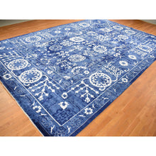 Load image into Gallery viewer, 12&#39;2&quot;x18&#39;3&quot; Admiral Blue, Hand Knotted, Tabriz With All Over Leaf Design, Wool And Silk, Tone On Tone, Oriental, Oversized Rug FWR468084