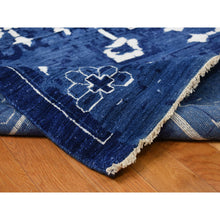 Load image into Gallery viewer, 12&#39;2&quot;x18&#39;3&quot; Admiral Blue, Hand Knotted, Tabriz with All Over Leaf Design, Wool and Silk, Tone on Tone, Oriental, Oversized Rug FWR468084