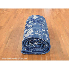 Load image into Gallery viewer, 12&#39;2&quot;x18&#39;3&quot; Admiral Blue, Hand Knotted, Tabriz With All Over Leaf Design, Wool And Silk, Tone On Tone, Oriental, Oversized Rug FWR468084