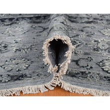 Load image into Gallery viewer, 10&#39;x10&#39; Nickel Gray, Broken and Erased Persian Design, Pure Silk with Textured Wool, Hand Knotted, Square, Oriental Rug FWR468090
