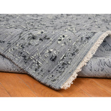 Load image into Gallery viewer, 10&#39;x10&#39; Nickel Gray, Broken and Erased Persian Design, Pure Silk with Textured Wool, Hand Knotted, Square, Oriental Rug FWR468090