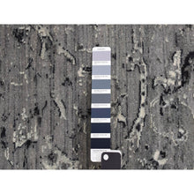Load image into Gallery viewer, 10&#39;x10&#39; Nickel Gray, Broken And Erased Persian Design, Pure Silk With Textured Wool, Hand Knotted, Square, Oriental Rug FWR468090