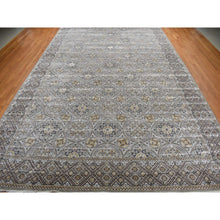 Load image into Gallery viewer, 11&#39;10&quot;x18&#39;6&quot; Fossil Gray, Mughal Inspired Medallions Design, Textured Wool and Silk, Hand Knotted, Oversized, Oriental Rug FWR468096
