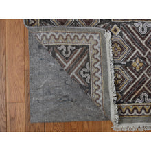 Load image into Gallery viewer, 11&#39;10&quot;x18&#39;6&quot; Fossil Gray, Mughal Inspired Medallions Design, Textured Wool and Silk, Hand Knotted, Oversized, Oriental Rug FWR468096
