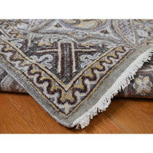 Load image into Gallery viewer, 11&#39;10&quot;x18&#39;6&quot; Fossil Gray, Mughal Inspired Medallions Design, Textured Wool and Silk, Hand Knotted, Oversized, Oriental Rug FWR468096