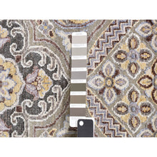 Load image into Gallery viewer, 11&#39;10&quot;x18&#39;6&quot; Fossil Gray, Mughal Inspired Medallions Design, Textured Wool and Silk, Hand Knotted, Oversized, Oriental Rug FWR468096