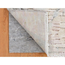 Load image into Gallery viewer, 2&#39;x2&#39; Lace White, Sample Fragment, Luxurious Plush, Modern, Pure Silk With Textured Wool, Hand Knotted, Square, Oriental Rug FWR468108