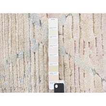 Load image into Gallery viewer, 2&#39;x2&#39; Lace White, Sample Fragment, Luxurious Plush, Modern, Pure Silk With Textured Wool, Hand Knotted, Square, Oriental Rug FWR468108