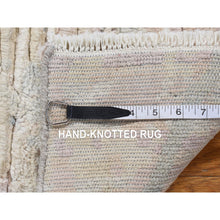 Load image into Gallery viewer, 2&#39;x2&#39; Lace White, Sample Fragment, Luxurious Plush, Modern, Pure Silk With Textured Wool, Hand Knotted, Square, Oriental Rug FWR468108
