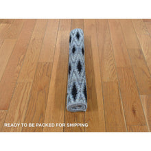 Load image into Gallery viewer, 2&#39;x2&#39; Medium Gray, Square, Modern, Small Repetitive Intricate Design, Pure Silk With Textured Wool, Hand Knotted, Oriental Rug FWR468114