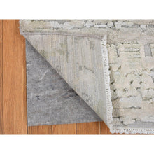 Load image into Gallery viewer, 2&#39;x2&#39; Bone White, Sample Fragment, Modern, Pure Silk With Textured Wool, Hand Knotted, Square, Oriental Rug FWR468120