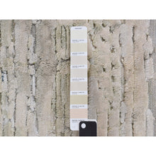 Load image into Gallery viewer, 2&#39;x2&#39; Bone White, Sample Fragment, Modern, Pure Silk With Textured Wool, Hand Knotted, Square, Oriental Rug FWR468120