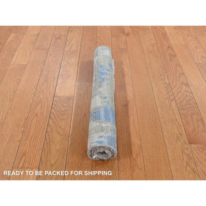 2'x2' Bone White, Sample Fragment, Modern, Pure Silk With Textured Wool, Hand Knotted, Square, Oriental Rug FWR468120