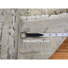 Load image into Gallery viewer, 2&#39;x2&#39; Bone White, Sample Fragment, Modern, Pure Silk With Textured Wool, Hand Knotted, Square, Oriental Rug FWR468120