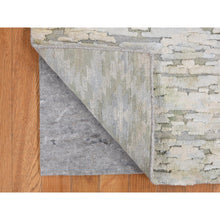 Load image into Gallery viewer, 2&#39;x2&#39; Shades of Beige, Sample Fragment, Modern, Luxurious Plush, Pure Silk with Textured Wool, Hand Knotted, Square, Oriental Rug FWR468132