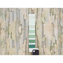 Load image into Gallery viewer, 2&#39;x2&#39; Shades of Beige, Sample Fragment, Modern, Luxurious Plush, Pure Silk with Textured Wool, Hand Knotted, Square, Oriental Rug FWR468132