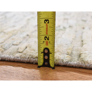 2'x2' Shades of Beige, Sample Fragment, Modern, Luxurious Plush, Pure Silk with Textured Wool, Hand Knotted, Square, Oriental Rug FWR468132
