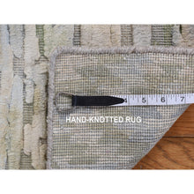 Load image into Gallery viewer, 2&#39;x2&#39; Shades of Beige, Sample Fragment, Modern, Luxurious Plush, Pure Silk with Textured Wool, Hand Knotted, Square, Oriental Rug FWR468132