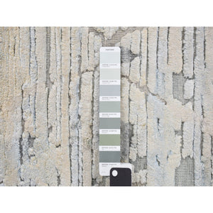 2'x2'1" Chetwode Green, Pastel Collection, Luxurious Plush, Pure Silk with Textured Wool, Hand Knotted, Sample Oriental Rug FWR468138