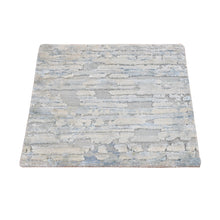 Load image into Gallery viewer, 2&#39;x2&#39; Chetwode Green, Pastel Collection, Luxurious Plush, Pure Silk with Textured Wool, Hand Knotted, Sample Square Oriental Rug FWR468150