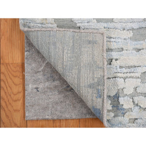 2'x2' Chetwode Green, Pastel Collection, Luxurious Plush, Pure Silk with Textured Wool, Hand Knotted, Sample Square Oriental Rug FWR468150