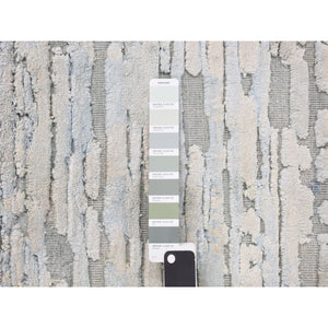 2'x2' Chetwode Green, Pastel Collection, Luxurious Plush, Pure Silk with Textured Wool, Hand Knotted, Sample Square Oriental Rug FWR468150