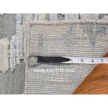 Load image into Gallery viewer, 2&#39;x2&#39; Chetwode Green, Pastel Collection, Luxurious Plush, Pure Silk with Textured Wool, Hand Knotted, Sample Square Oriental Rug FWR468150