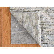 Load image into Gallery viewer, 2&#39;x2&#39; Gin Green, Pastel Collection With Natural Colors, Hi-low Pile, Wool And Pure Silk, Hand Knotted, Square Sample Oriental Rug FWR468156