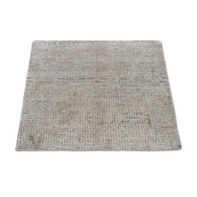Load image into Gallery viewer, 2&#39;x2&#39;3&quot; Parchment White, Pure Silk, Broken and Erased Design, Tone on Tone, Hand Knotted, Sample Oriental Rug FWR468162