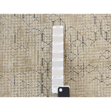Load image into Gallery viewer, 2&#39;x2&#39;3&quot; Parchment White, Pure Silk, Broken and Erased Design, Tone on Tone, Hand Knotted, Sample Oriental Rug FWR468162