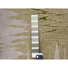 Load image into Gallery viewer, 2&#39;x2&#39; Old Moss Green, Modern Stalactite Design, Wool and Silk, Denser Nepali Weave, Hand Knotted, Square Oriental Rug FWR468168