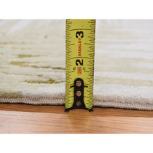 Load image into Gallery viewer, 2&#39;x2&#39; Old Moss Green, Modern Stalactite Design, Wool and Silk, Denser Nepali Weave, Hand Knotted, Square Oriental Rug FWR468168