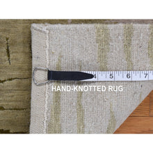 Load image into Gallery viewer, 2&#39;x2&#39; Old Moss Green, Modern Stalactite Design, Wool and Silk, Denser Nepali Weave, Hand Knotted, Square Oriental Rug FWR468168