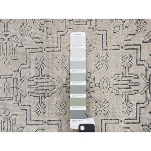 2'x2'1" Gentle Gray, Mughal Flower Tone on Tone Design, Pure Silk with Textured Wool, Hand Knotted, Square Sample Oriental Rug FWR468174