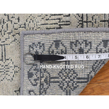 Load image into Gallery viewer, 2&#39;x2&#39;1&quot; Gentle Gray, Mughal Flower Tone on Tone Design, Pure Silk with Textured Wool, Hand Knotted, Square Sample Oriental Rug FWR468174