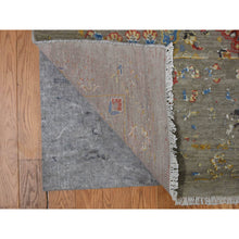 Load image into Gallery viewer, 12&#39;x18&#39; Silver Gray, The Sunset Rosettes, Broken And Erased Persian Inspired Design, Wool And Pure Silk, Hand Knotted, Oversized Oriental Rug FWR468198